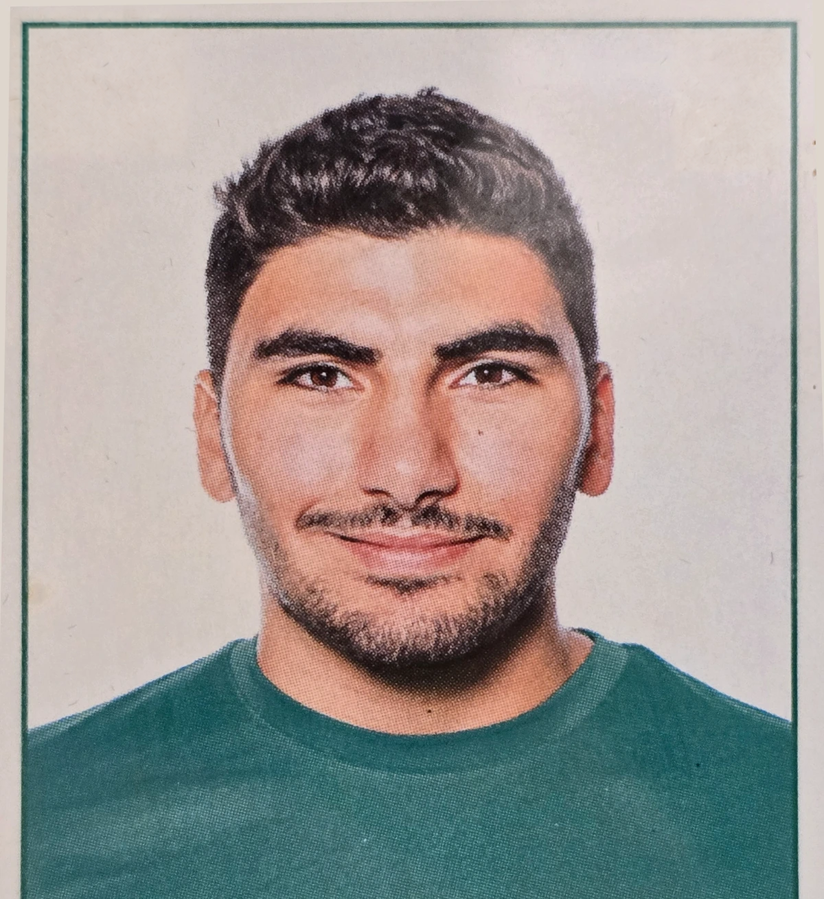 Portrait of Mo styled as a football trading card.